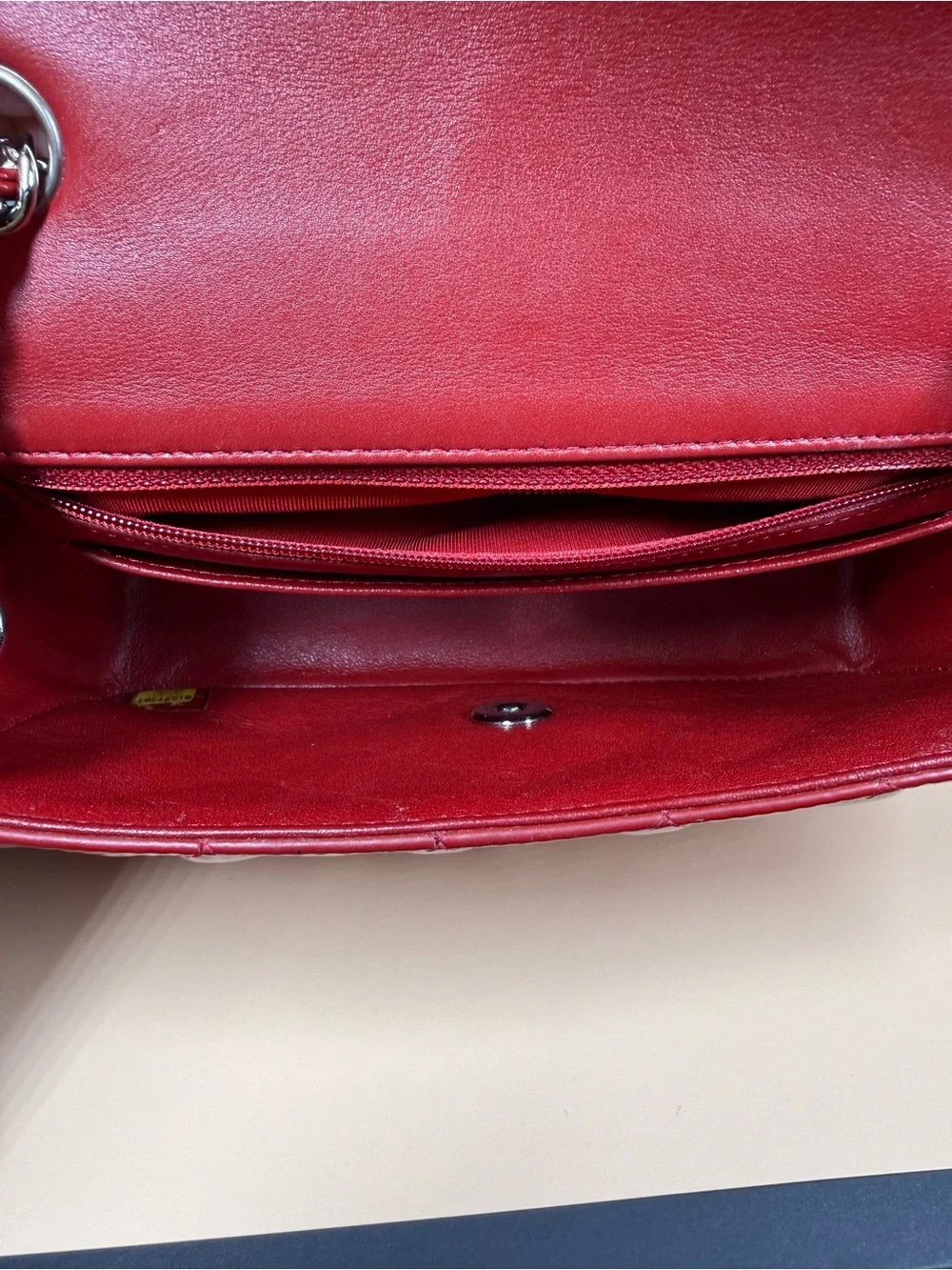 Chanel Red Quilted Patent Leather Classic Rectangular Mini Flap Bag